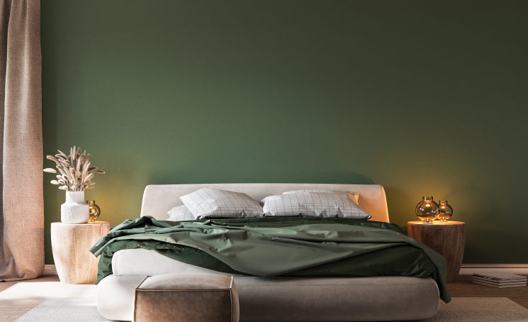 Slaapkamer-groen-bed