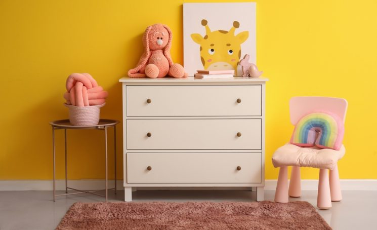 White,Chest,Of,Drawers,With,Toys,In,Children’s,Room,Near